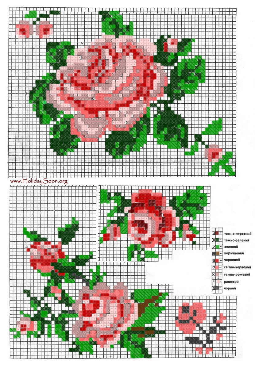 Схемы вышивки розы www.HolidaySoon.org